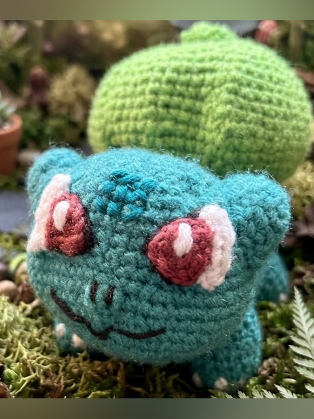 Handmade crocheted Bulbasaur Plushie Character